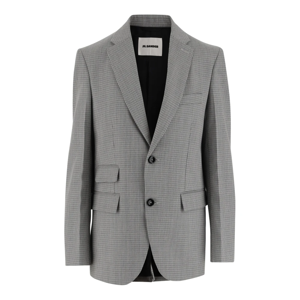 Jil Sander Grijze Wollen Jas Enkelborst Revers Gray Dames