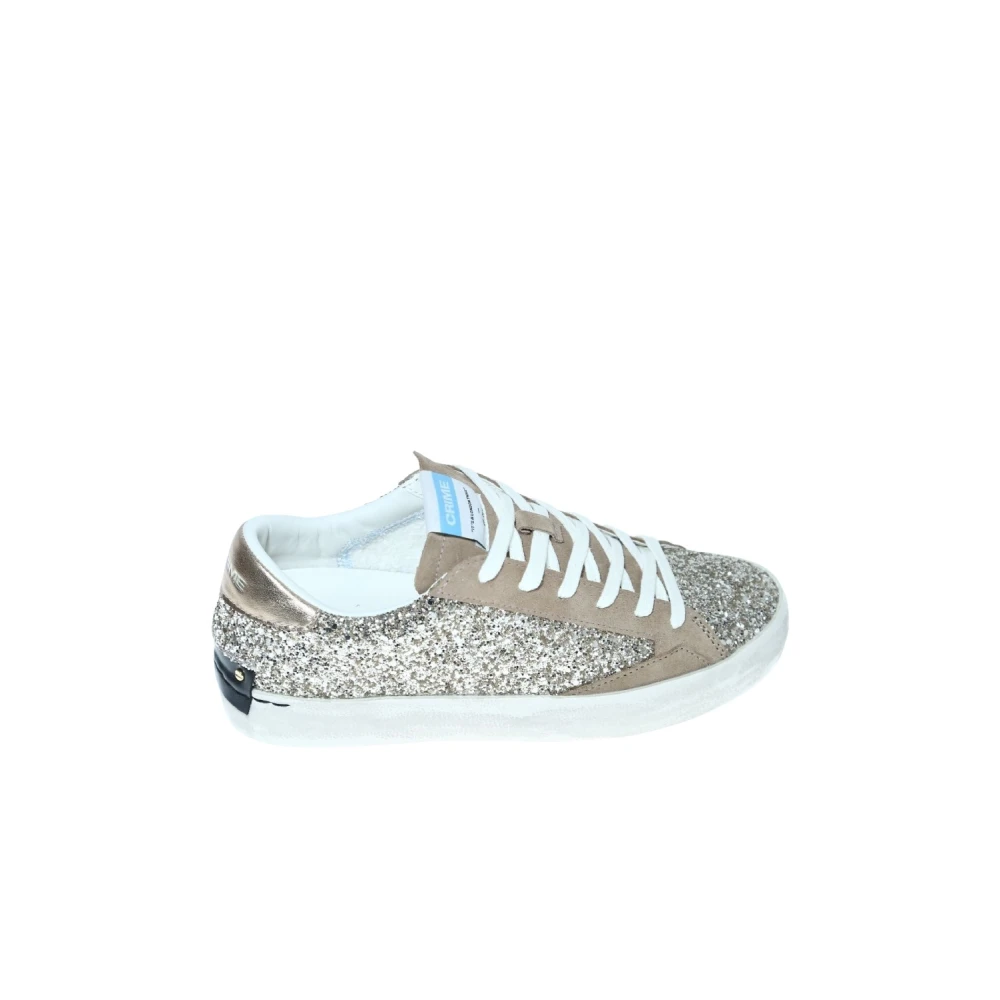 Crime London Platinum Glitter Sneaker Dames Schoenen Beige