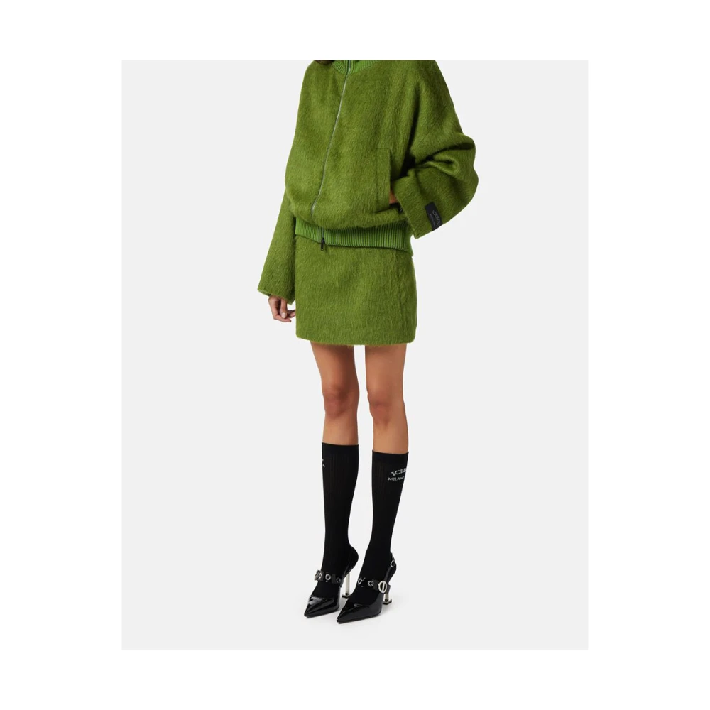 Iceberg Hoge hals jas in fluweelstof Green Dames