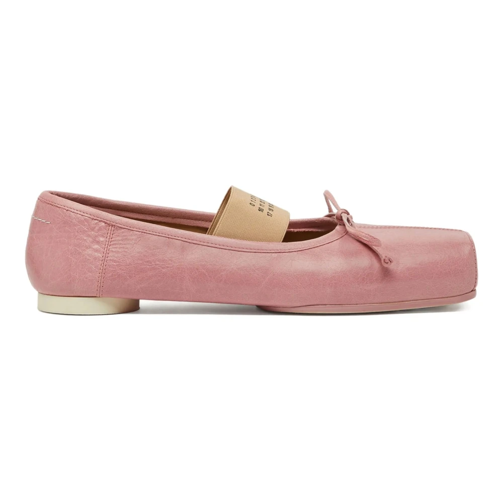 Mm6 Maison Margiela Women's Pink Square-Toe Bow Ballerina