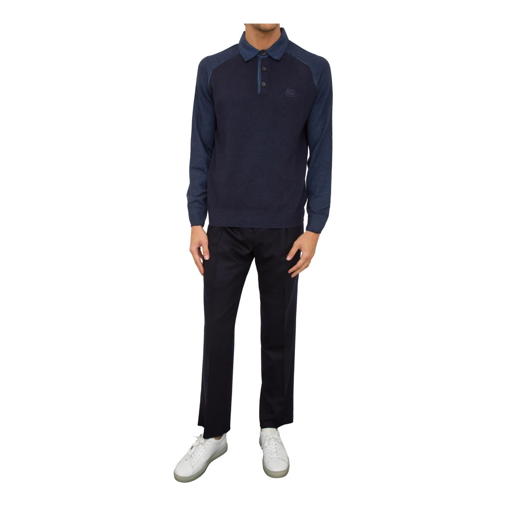 ETRO Blauw Polo Shirt Blue Heren