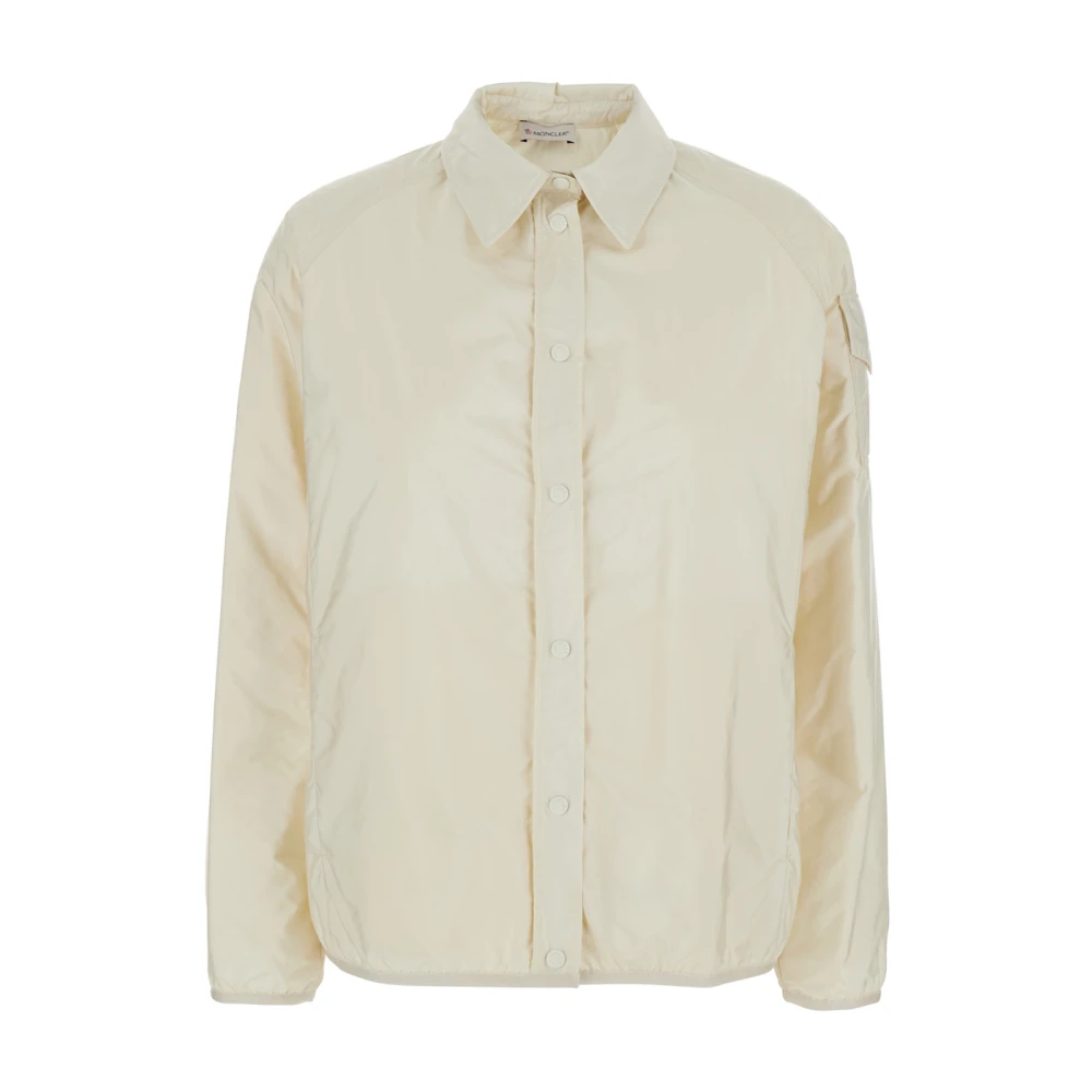Moncler Witte donsjas met logopatch White Dames