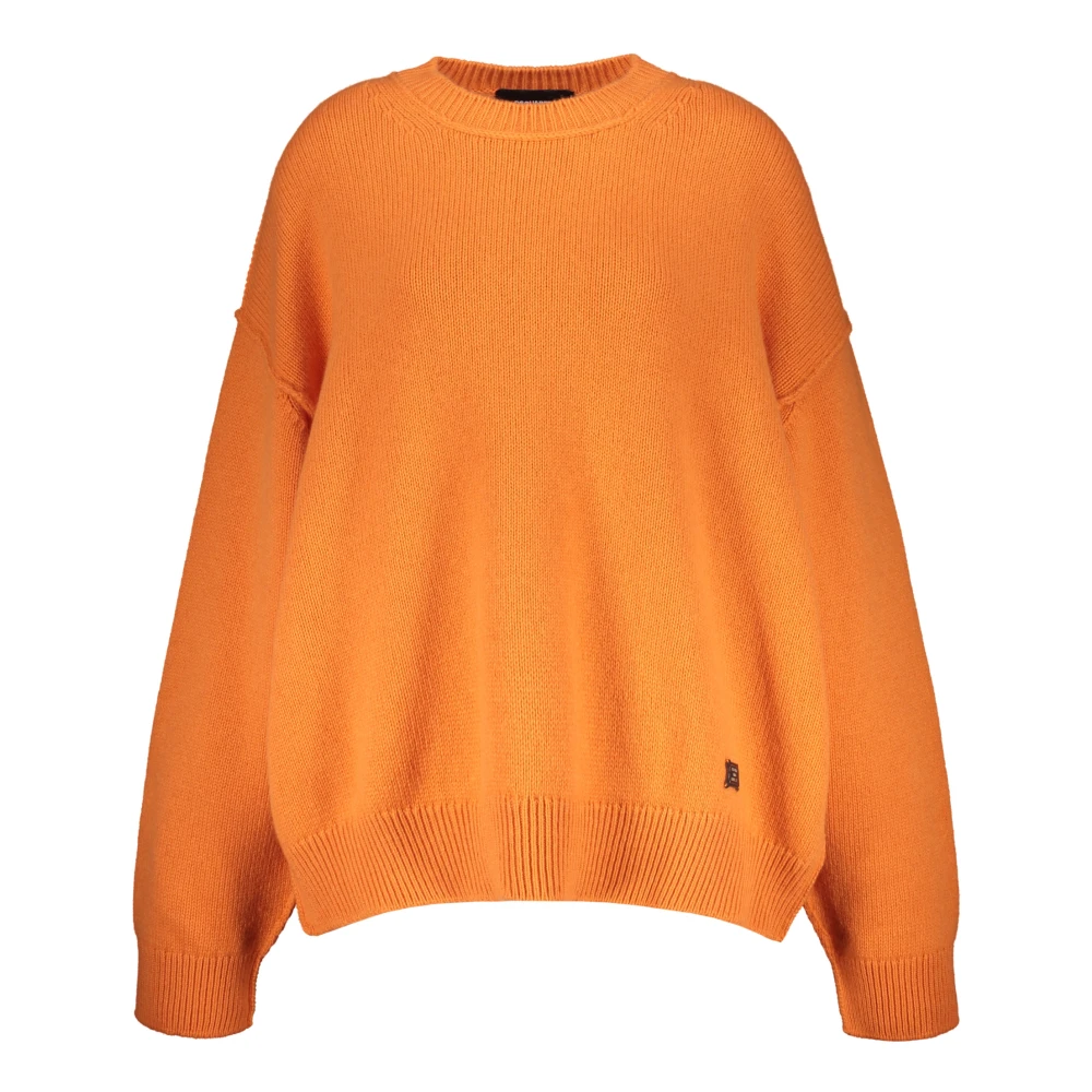 Dsquared2 Geribbelde wollen trui met logopatch Orange Dames