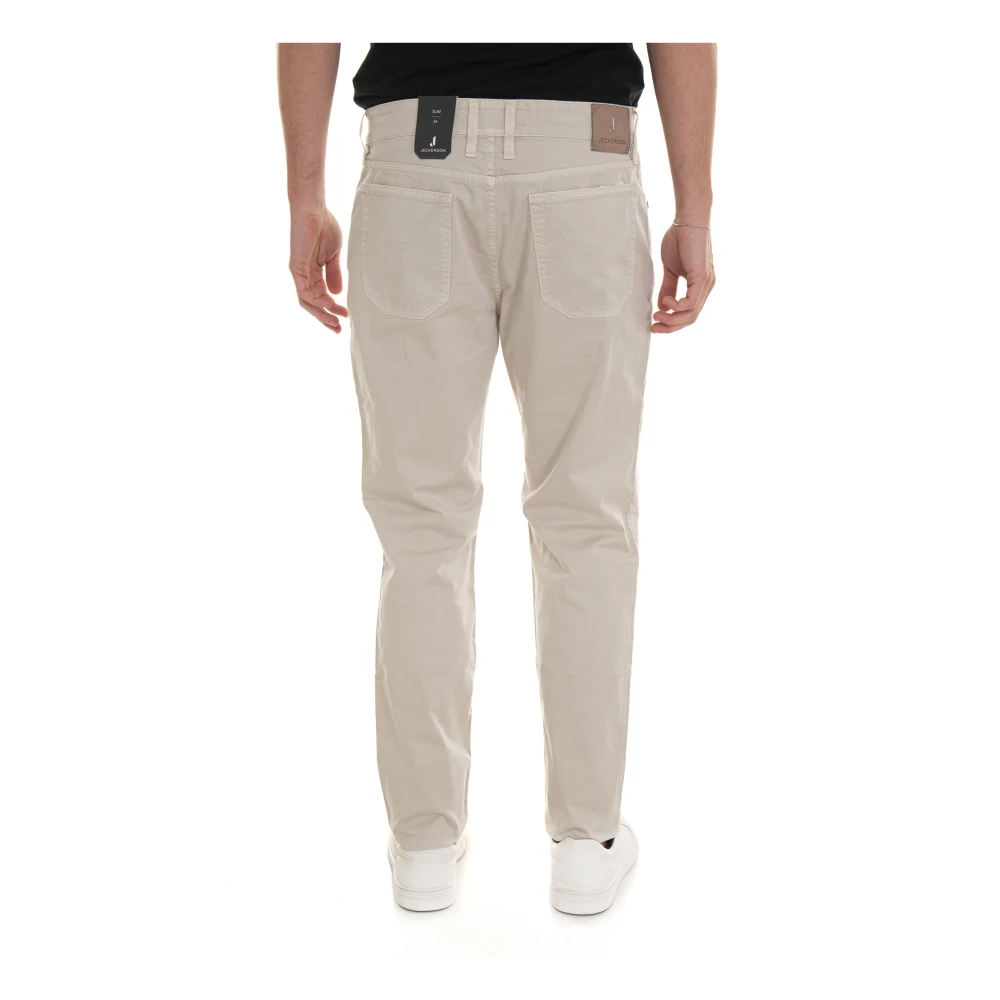 Jeckerson 5-pocket broek met leren passante Beige Heren