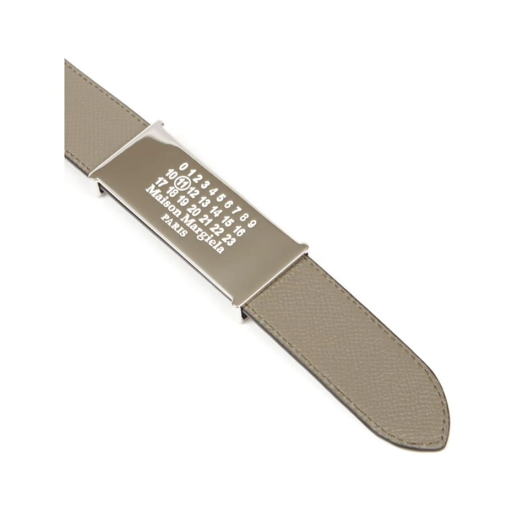 Maison Margiela Bruin Leren Logo Riem Stansgatdetails Beige Heren