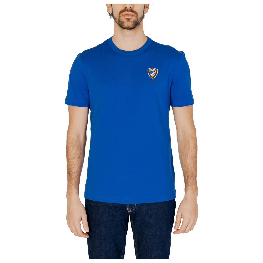 Blauer Heren T-Shirt Lente Zomer Collectie Blue Heren