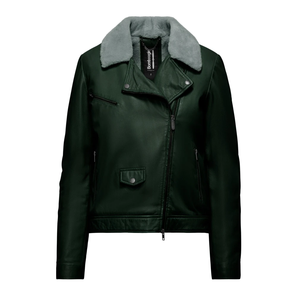 BomBoogie Gewaagde en Vrouwelijke Leren Jas Green Dames