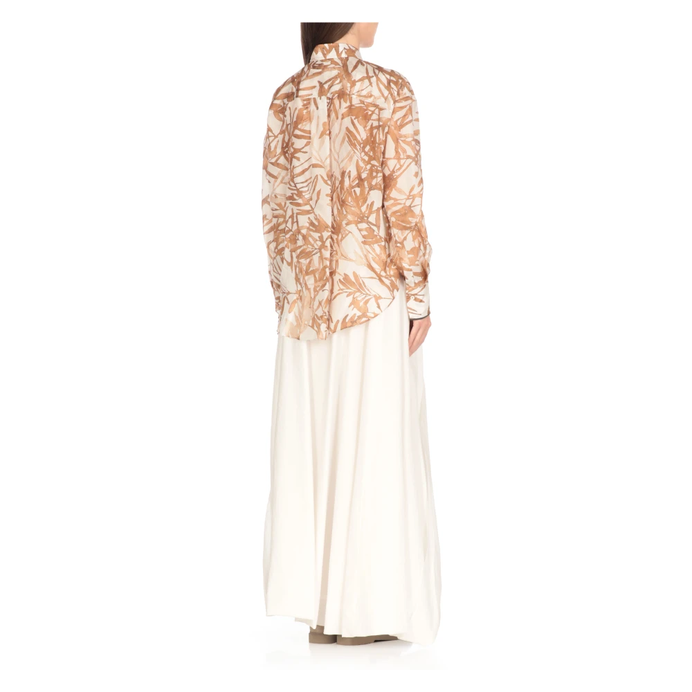 BRUNELLO CUCINELLI Beige Zijden Shirt met Kraag Beige Dames