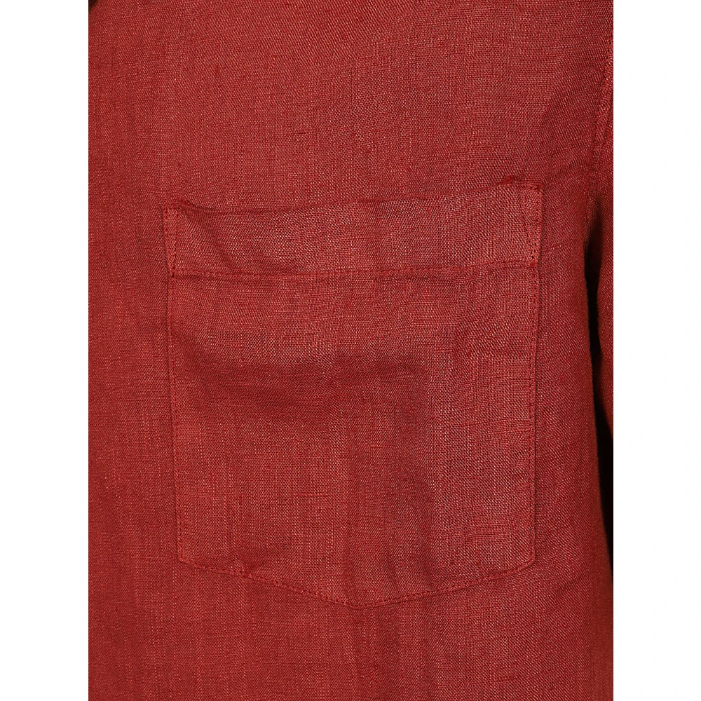 Tela Genova Bruine korte mouwen overhemd met zak Red Heren