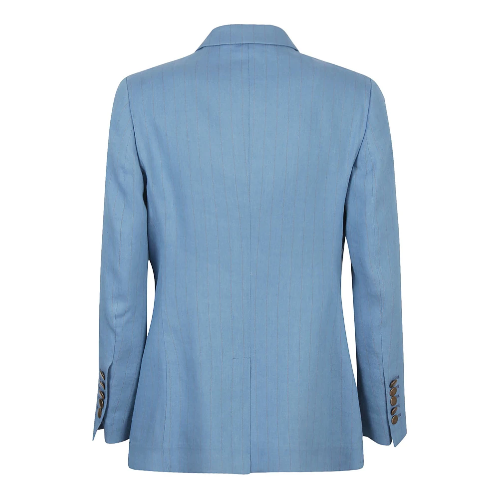 Saulina Heldere Blauwe Linnen Viscose Jas Blue Dames