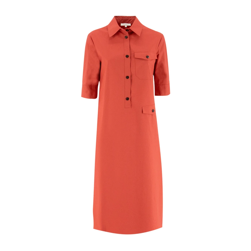 Antonelli Firenze Stretch Katoenen Overhemdkraag Jurk Red Dames