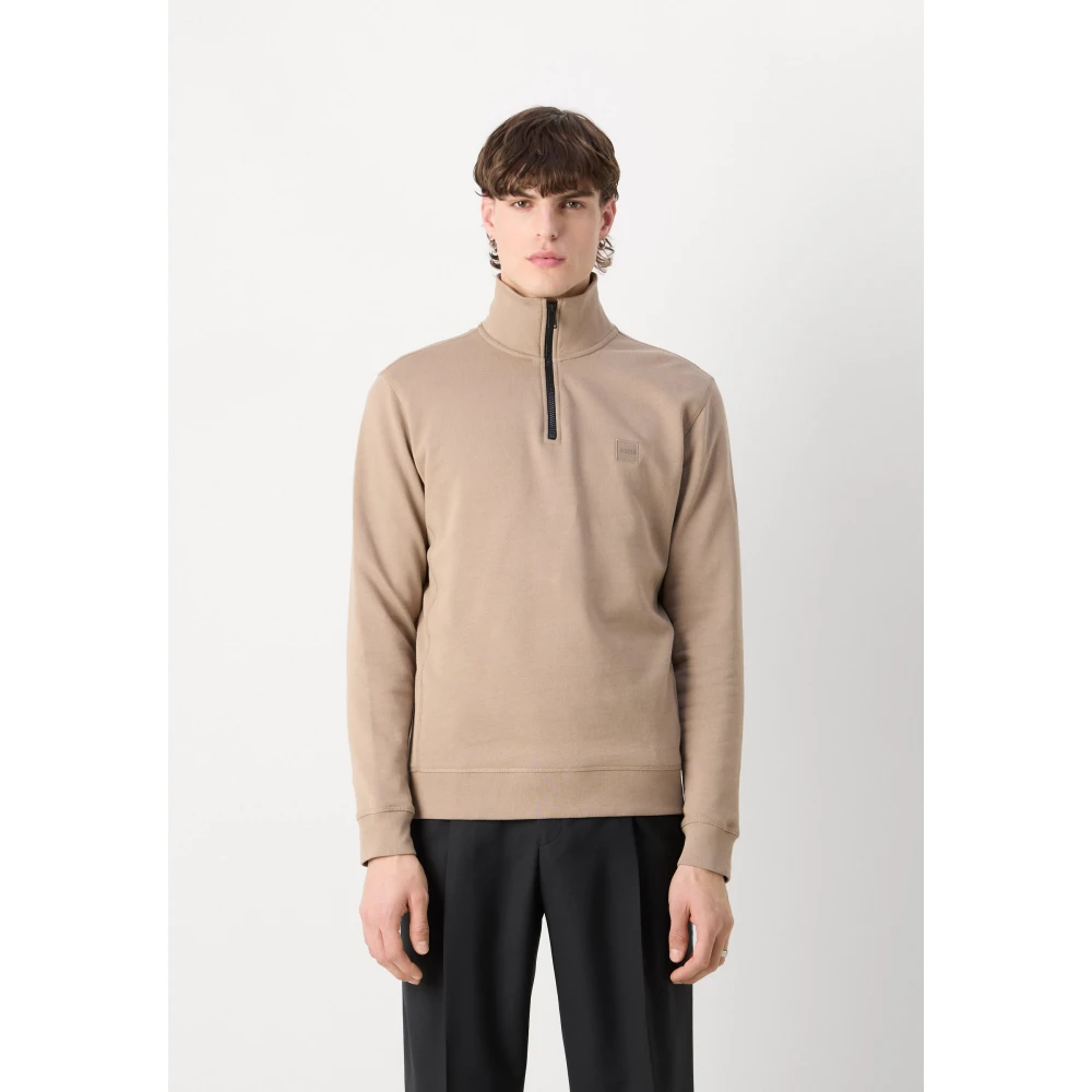 Hugo Boss Zetrust Half Zip Sweatshirt Brown Heren