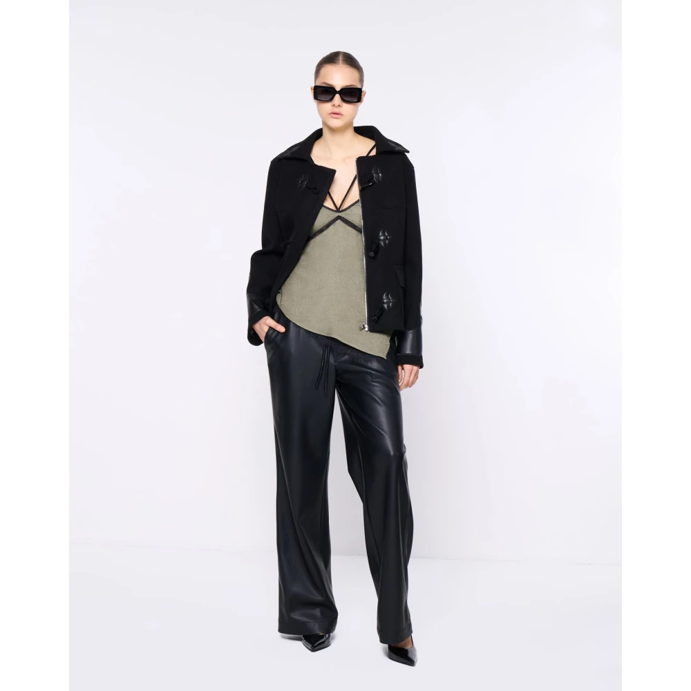 Silvian Heach Broek van imitatieleer Black Dames