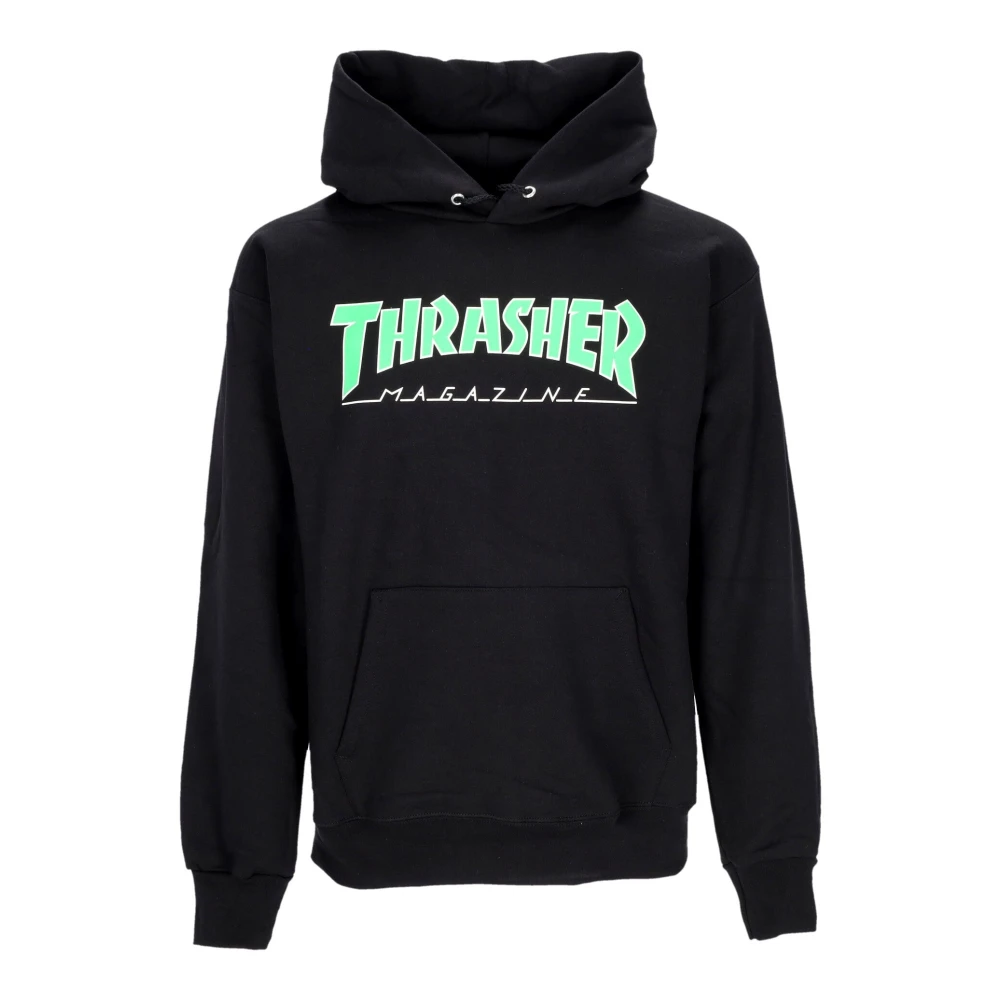 Thrasher Zwart groene Outlined Hoodie Lange Mouw Black Unisex