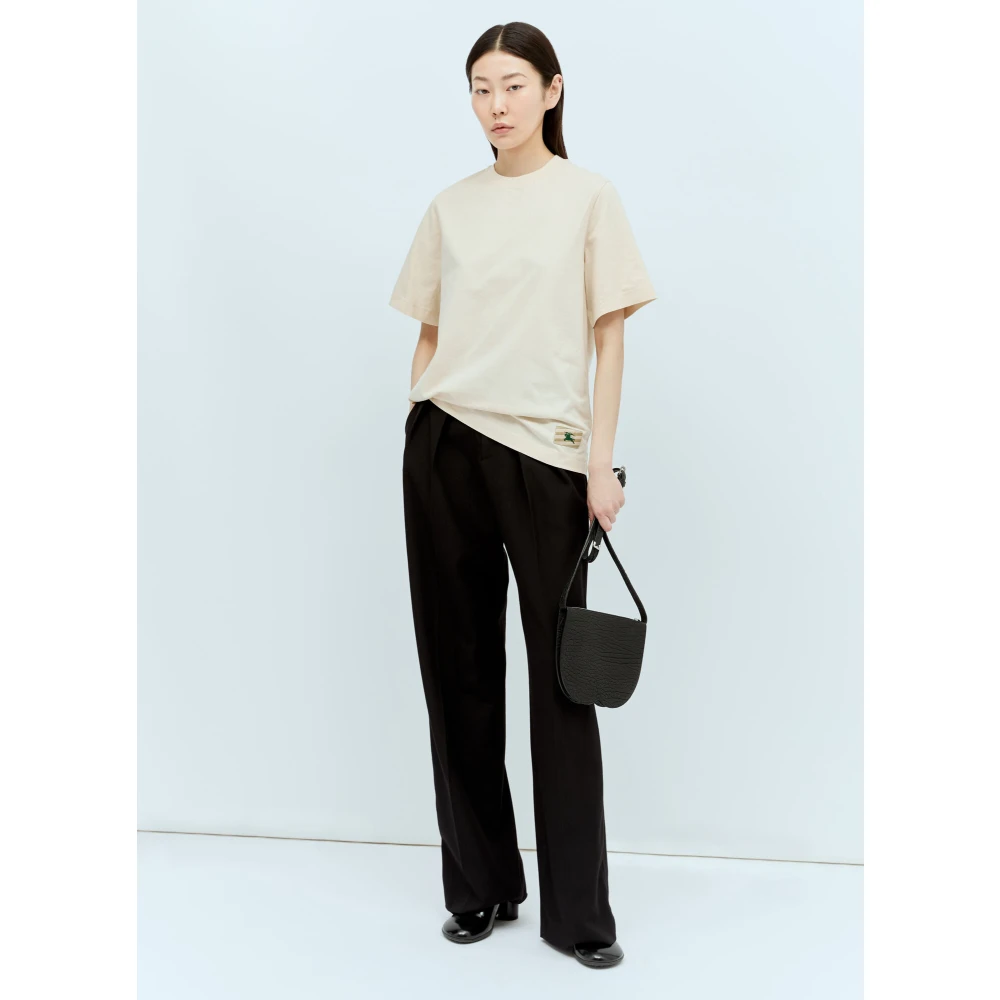 Burberry Katoenen T-shirt met EKD-patch Beige Dames