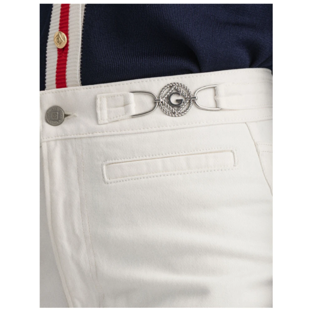 Gant Hoge taille Flare Jeans in Ecru White Dames