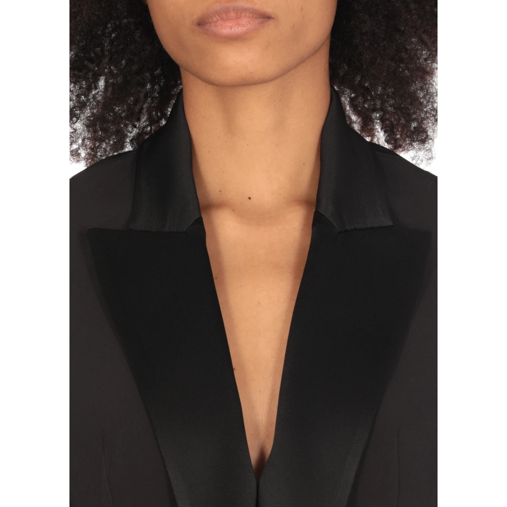 Elisabetta Franchi Zwarte mouwloze vest met pieklapel Black Dames