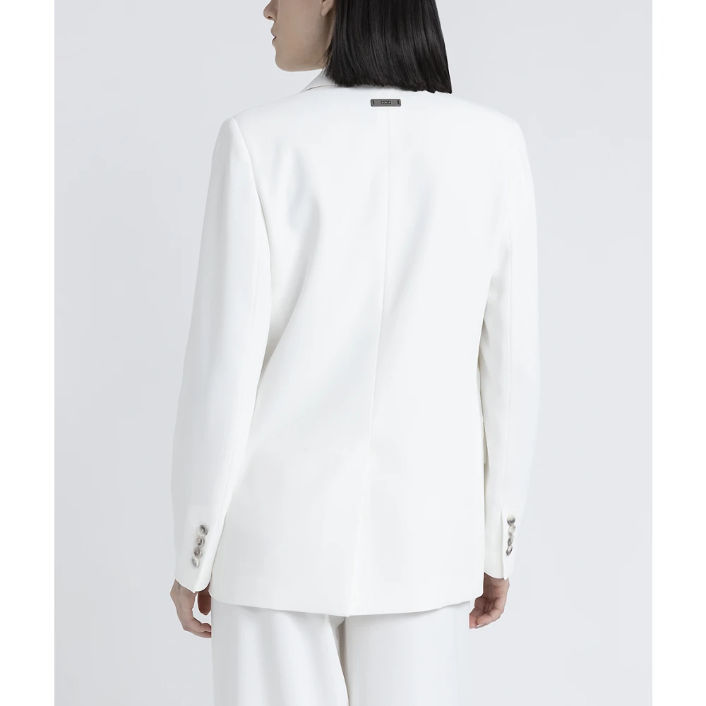 PESERICO Single-breasted blazer in vloeiende cady crêpe White Dames