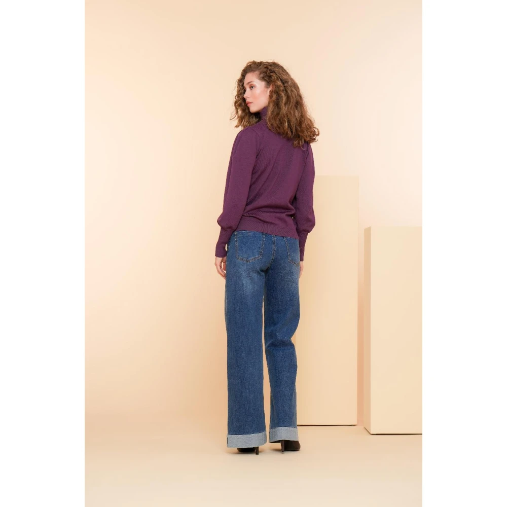 Geisha Trui met geplooide schouders Purple Dames