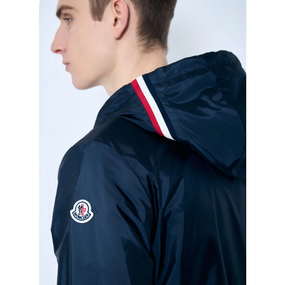 Moncler Lichtgewicht Hoodie met kenmerkende afwerking Blue Heren