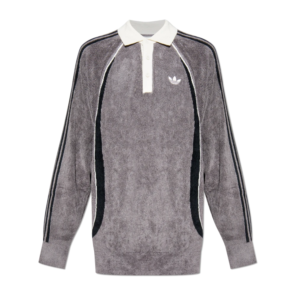 Adidas Originals Gray Polo Shirts, Male, M, Polo With Embroidered Logo
