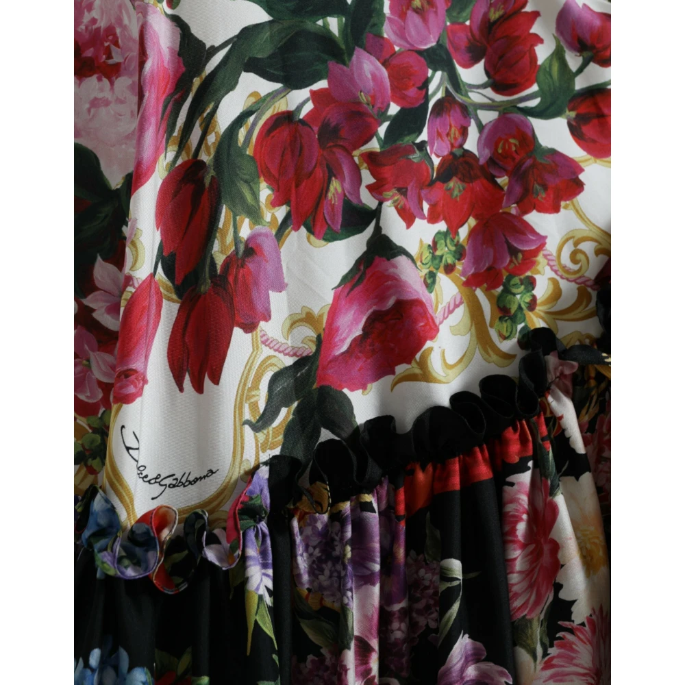 Dolce & Gabbana Bloemenprint Zijden Maxi Jurk Multicolor Dames