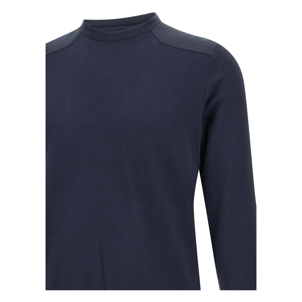 PAUL & SHARK Blauwe Crew Neck Sweater met Contrasterende Inzetstukken Blue Heren