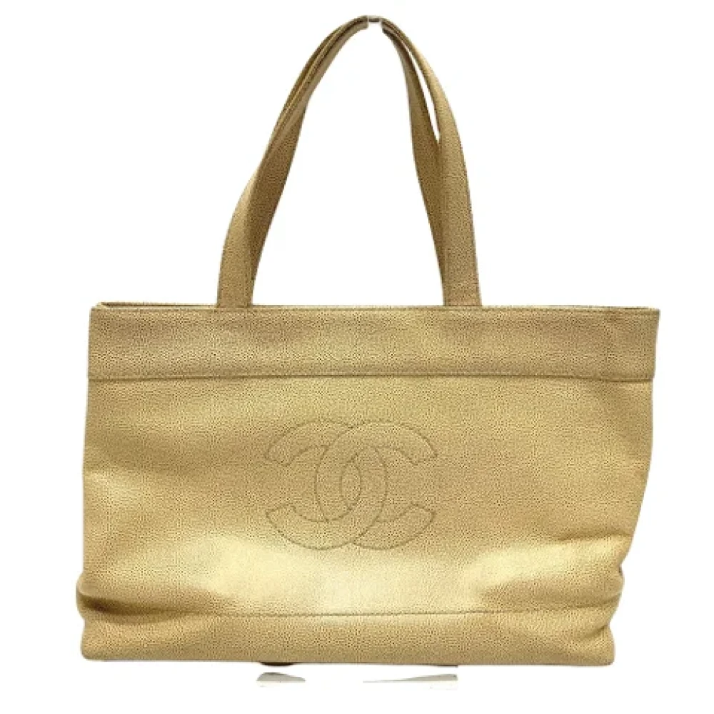 Chanel Vintage Pre-owned Leather totes Beige Dames