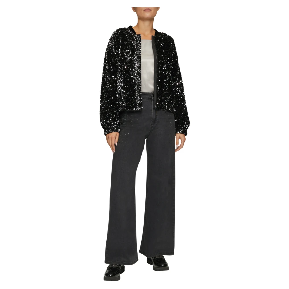 s.Oliver Pailletten Indoor Jack met Elastische Zoom Black Dames