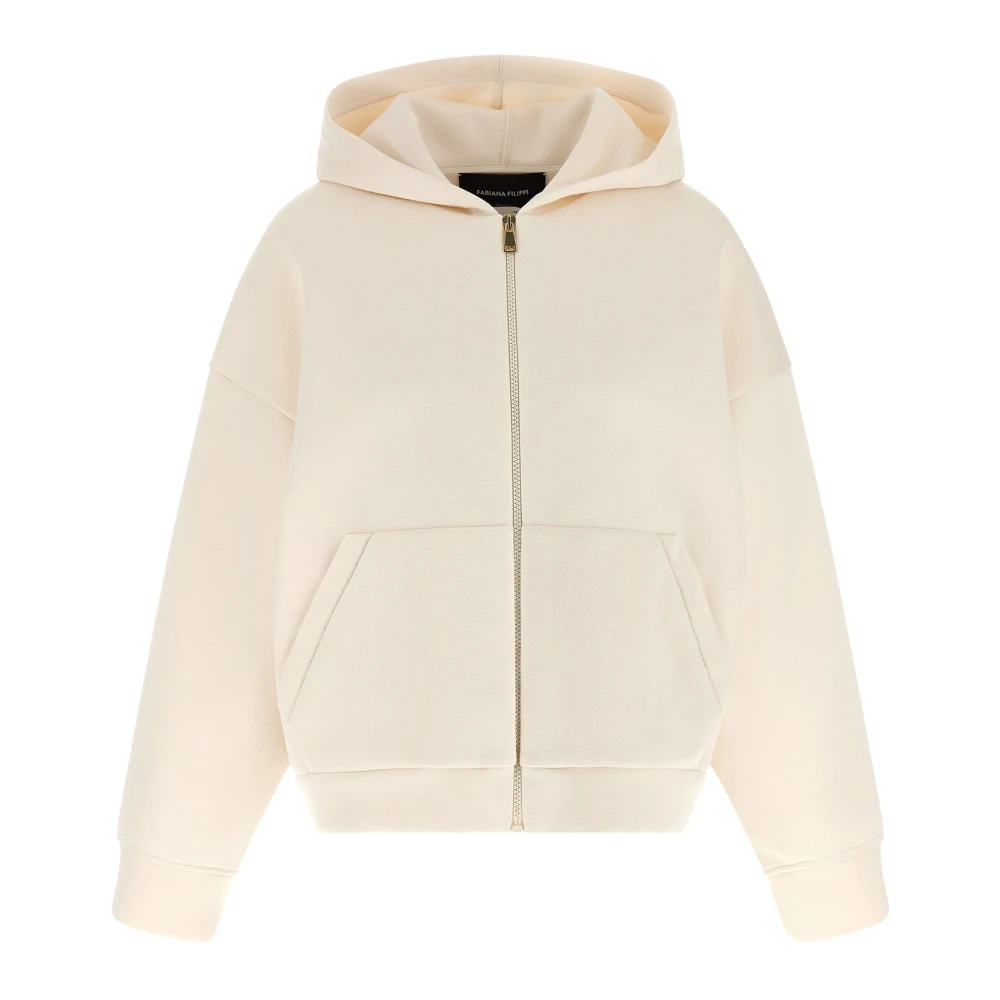 Fabiana Filippi Women's Beige Zip-Throughs, Xs, Scuba Cashmere Hoodie