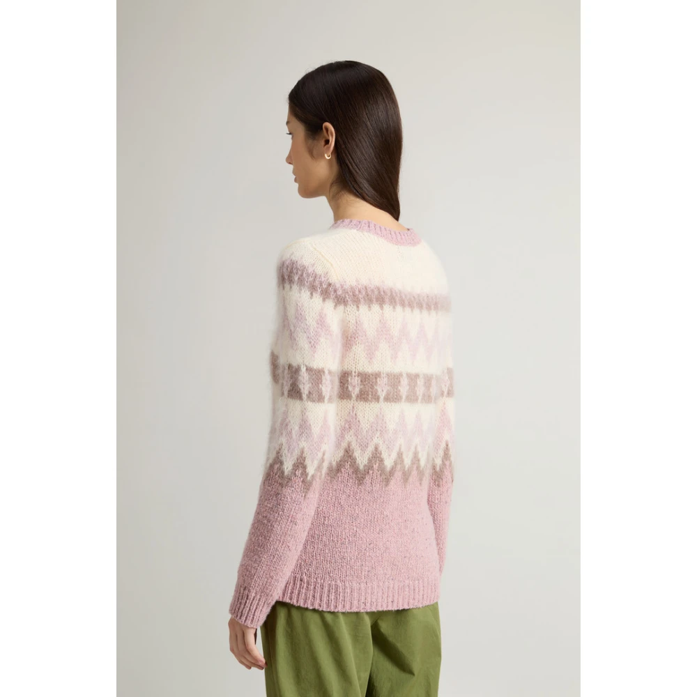 Woolrich Fair Isle Wollen Trui Pink Dames