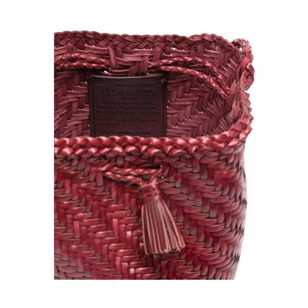 Dragon Diffusion Rode leren gevlochten charme schoudertas Red Dames