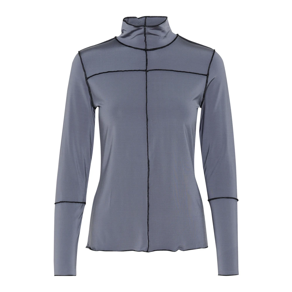 Karen by Simonsen Stijlvolle Top met Hoge Hals Gray Dames
