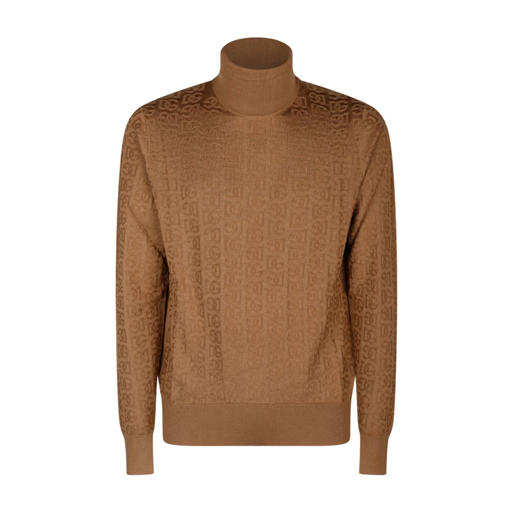 Dolce & Gabbana Brown Silk Knitted Jumper - Male - Turtlenecks - M - Knitwear