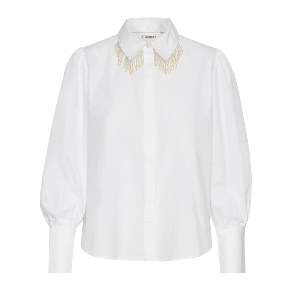 Karen by Simonsen Puffärm Skjortblus Bright White White, Dam