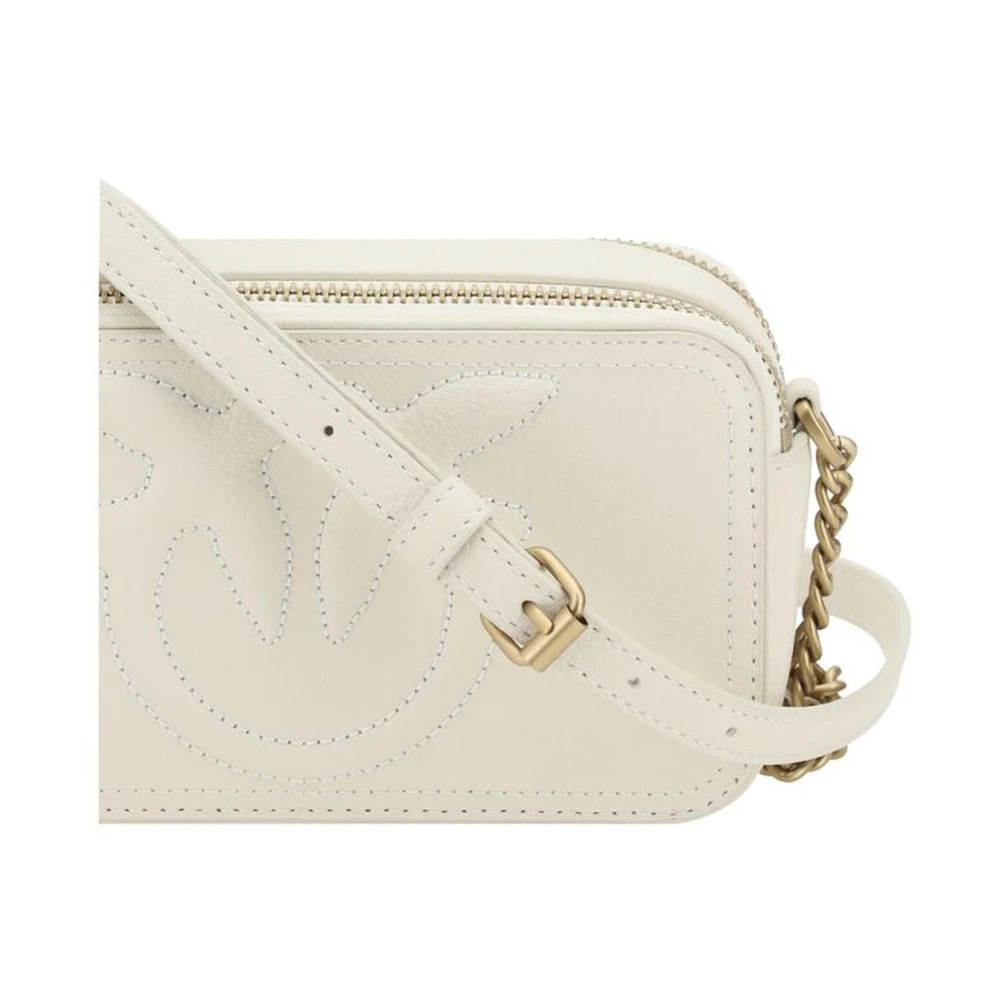 pinko Love Birds Leren Schoudertas White Dames