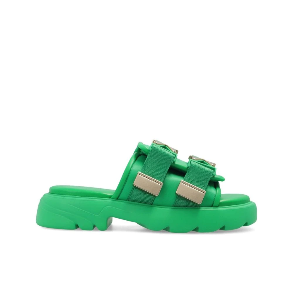 Bottega Veneta Women's Green Bicolor Nylon Slides