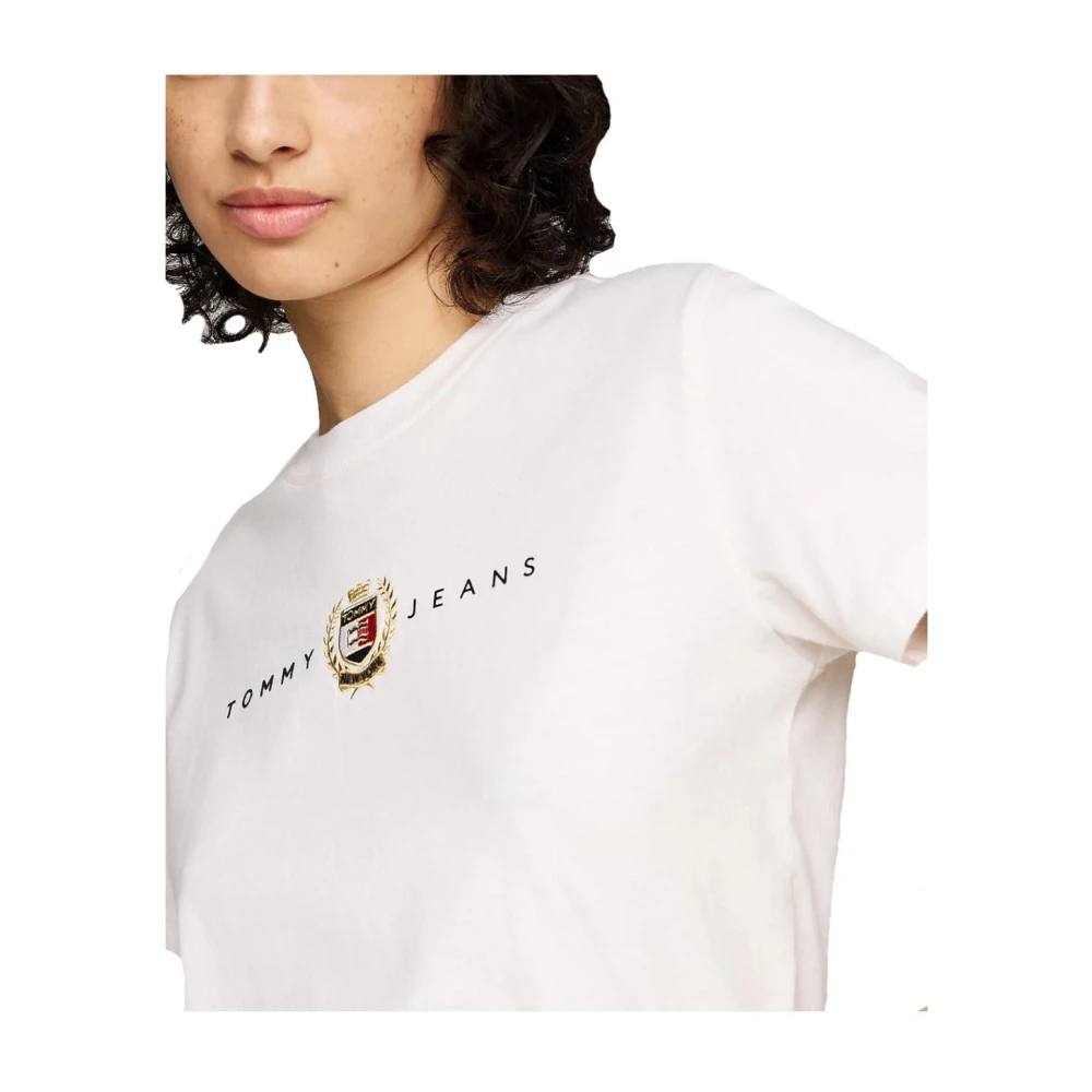 Tommy Hilfiger Geborduurd Crest T-shirt White Dames
