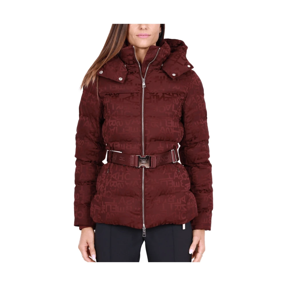 Elisabetta Franchi Korte Nylon Jacquard Bordeaux Jas Red Dames