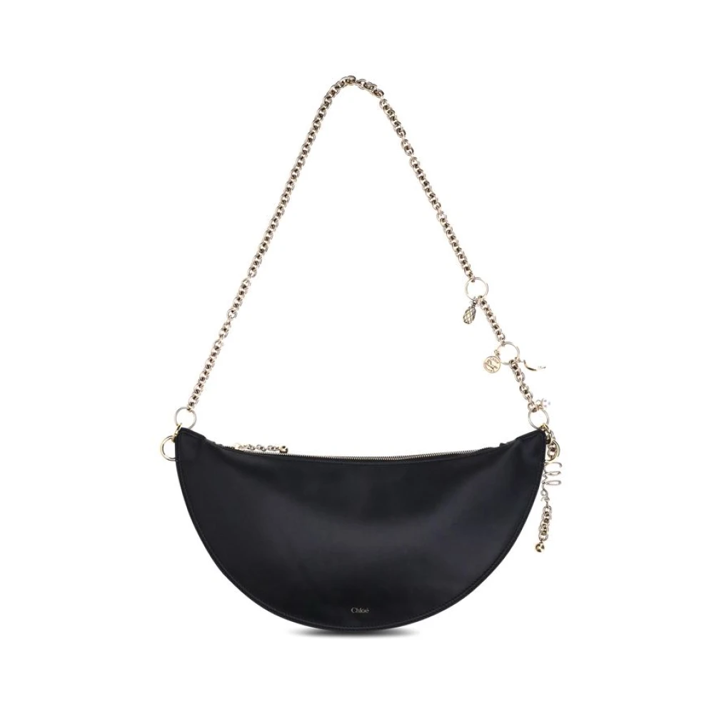 Chloé Women's Black Lambskin Shoulder Bag With Logo Print