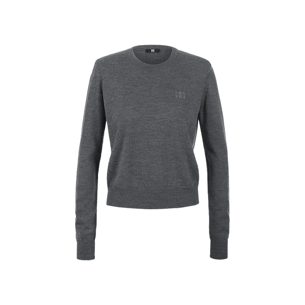 RIANI Donkergrijze Merino wollen trui met logo borduursel Gray Dames