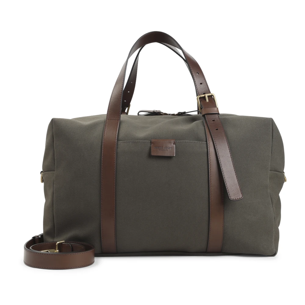 Giorgio Armani Men's Brown Weekend Bags, One Size, Bungee Cord Travel Bag