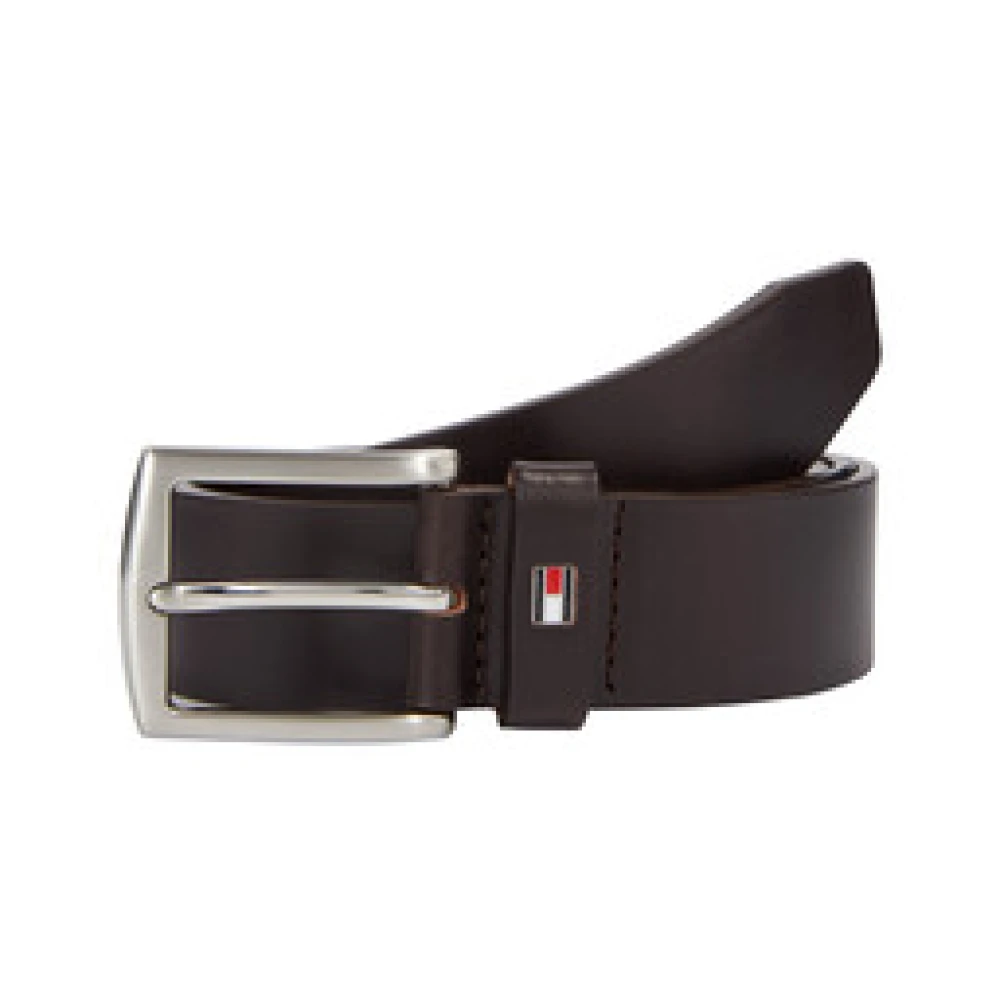 Tommy Hilfiger Mörkbruna läderbälten Brown, Herr