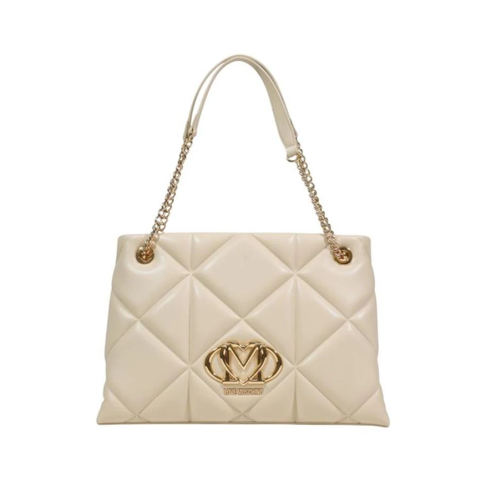 Love Moschino Women's Beige Artificial Leather Handbag With Top Handle