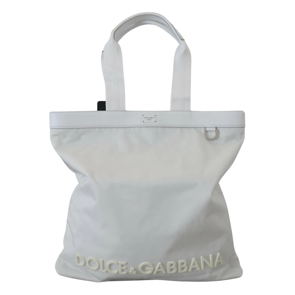 Dolce & Gabbana Witte Nylon DG Logo Dames Winkel Hand Tote Tas White Dames