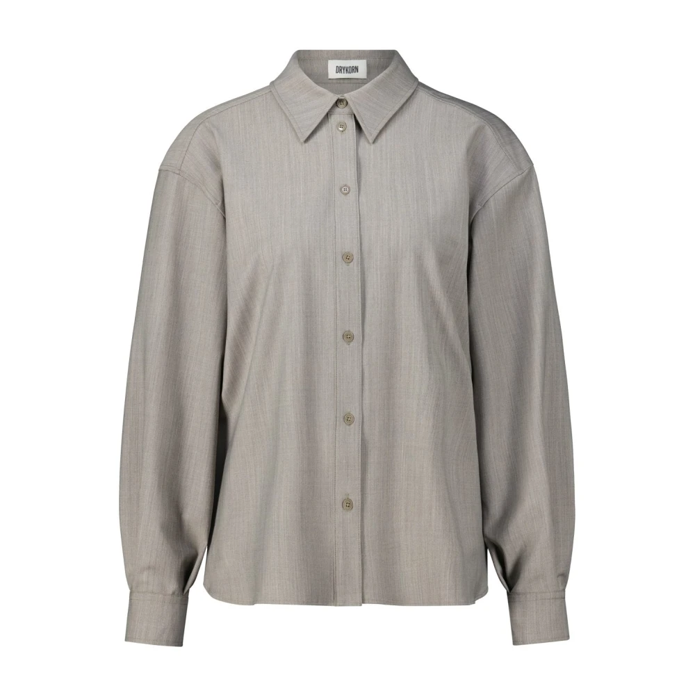 Drykorn Klassieke wollen blend shirt Gray Dames