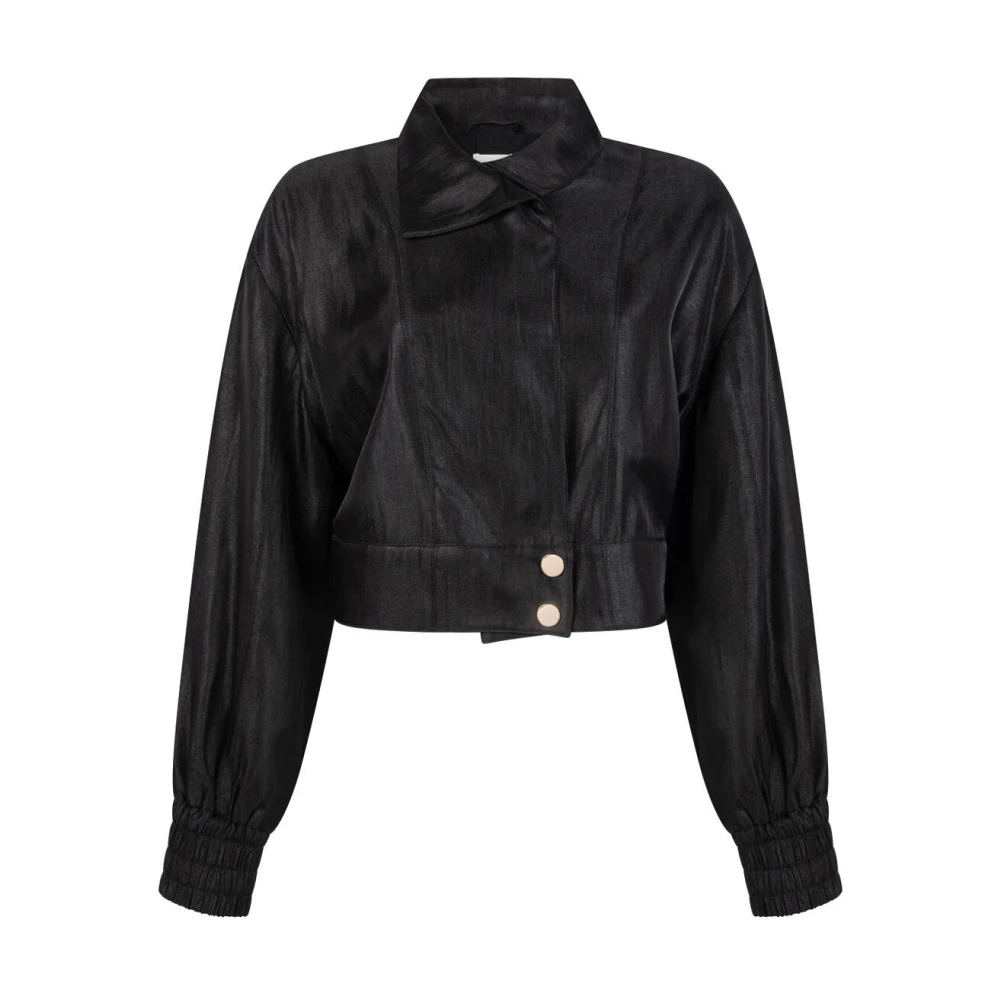 Aaiko Glanzende Twill Jas Vina Model Black Dames