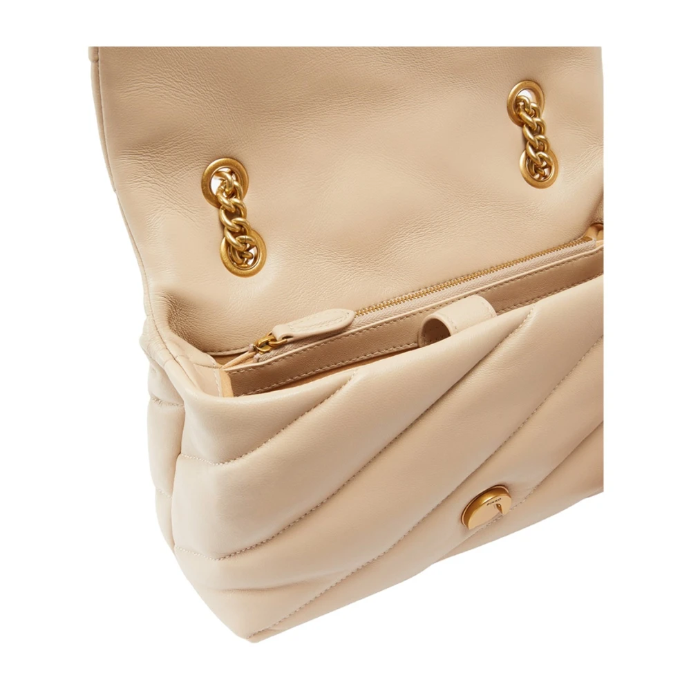 pinko Beige Leren Dames Schoudertas Beige Dames