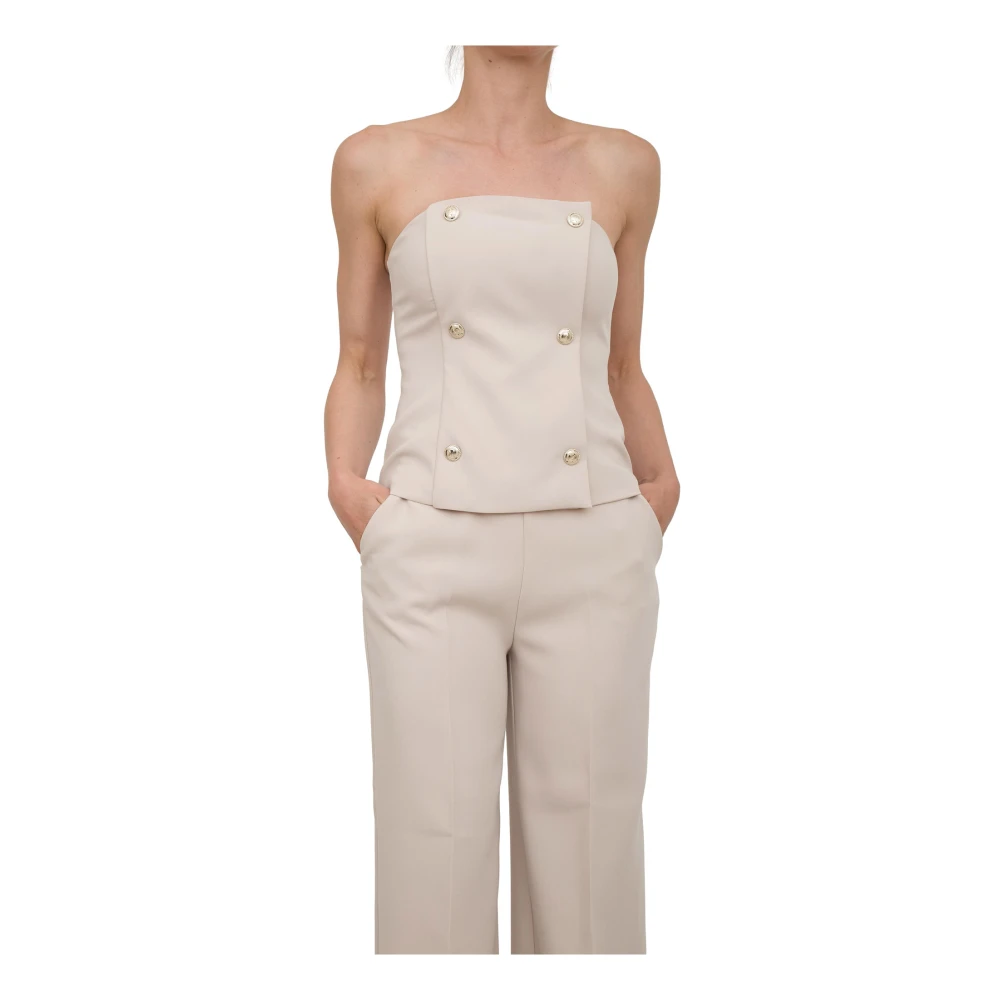 Guess Women's Beige Sleeveless Tops, L, Top For Stylish Look