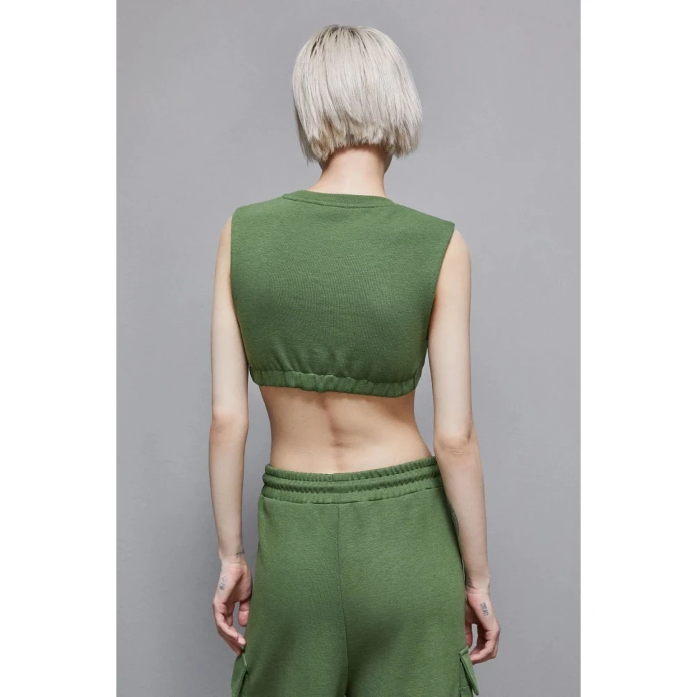 PATRIZIA PEPE Levendige cropped katoenen top Green Dames